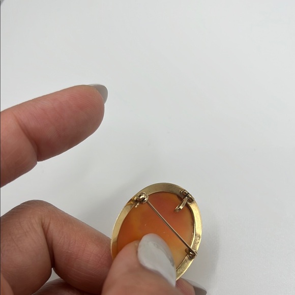 14kt yellow solid gold vintage brooch estate jewelry with vintage diamon… - Picture 5 of 7